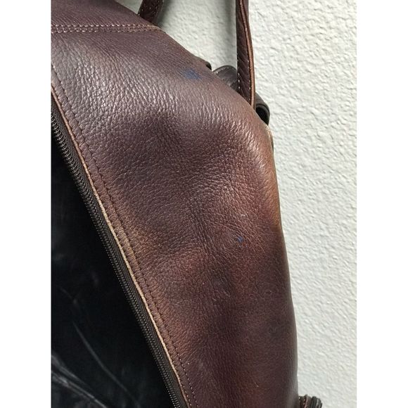 Vtg Genuine Leather Laptop Backpack - Picture 7 of 7